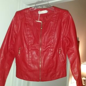 Red leather jacket